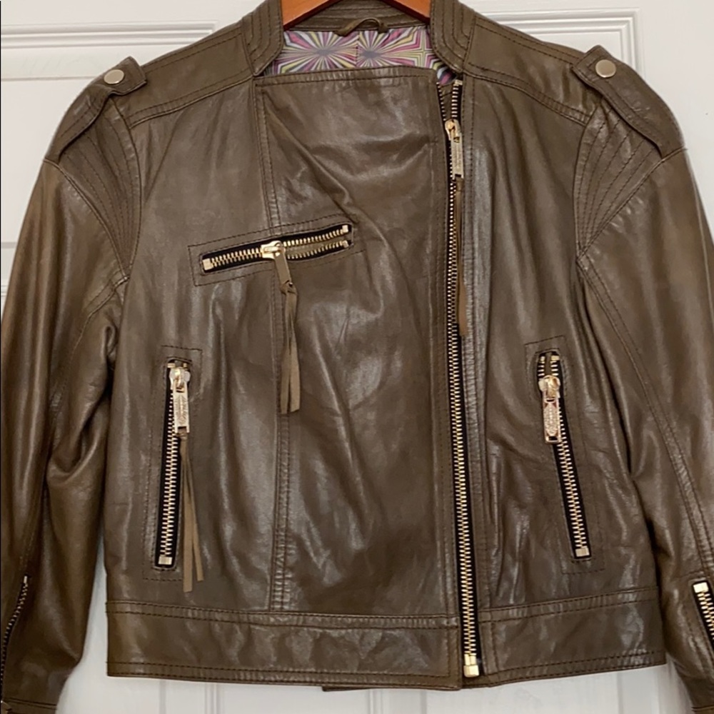 Matthew Williamson leather moto cropped  jacket